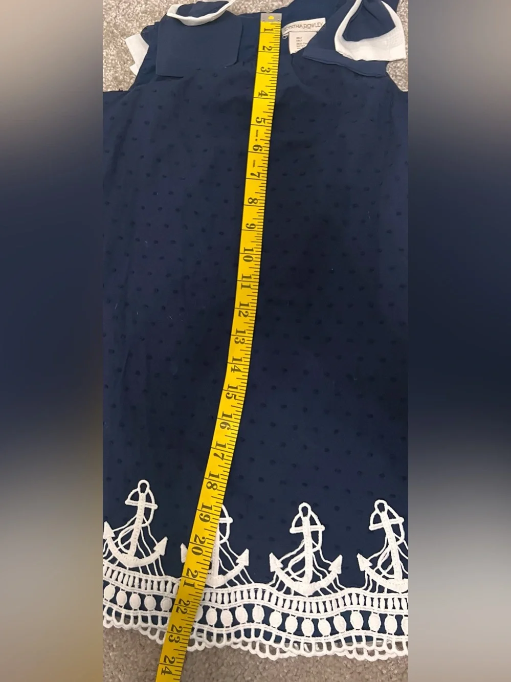 Cynthia Rowley Girls Size 7 Navy Swiss Dot Nautical Anchor Dress 🎀⚓️